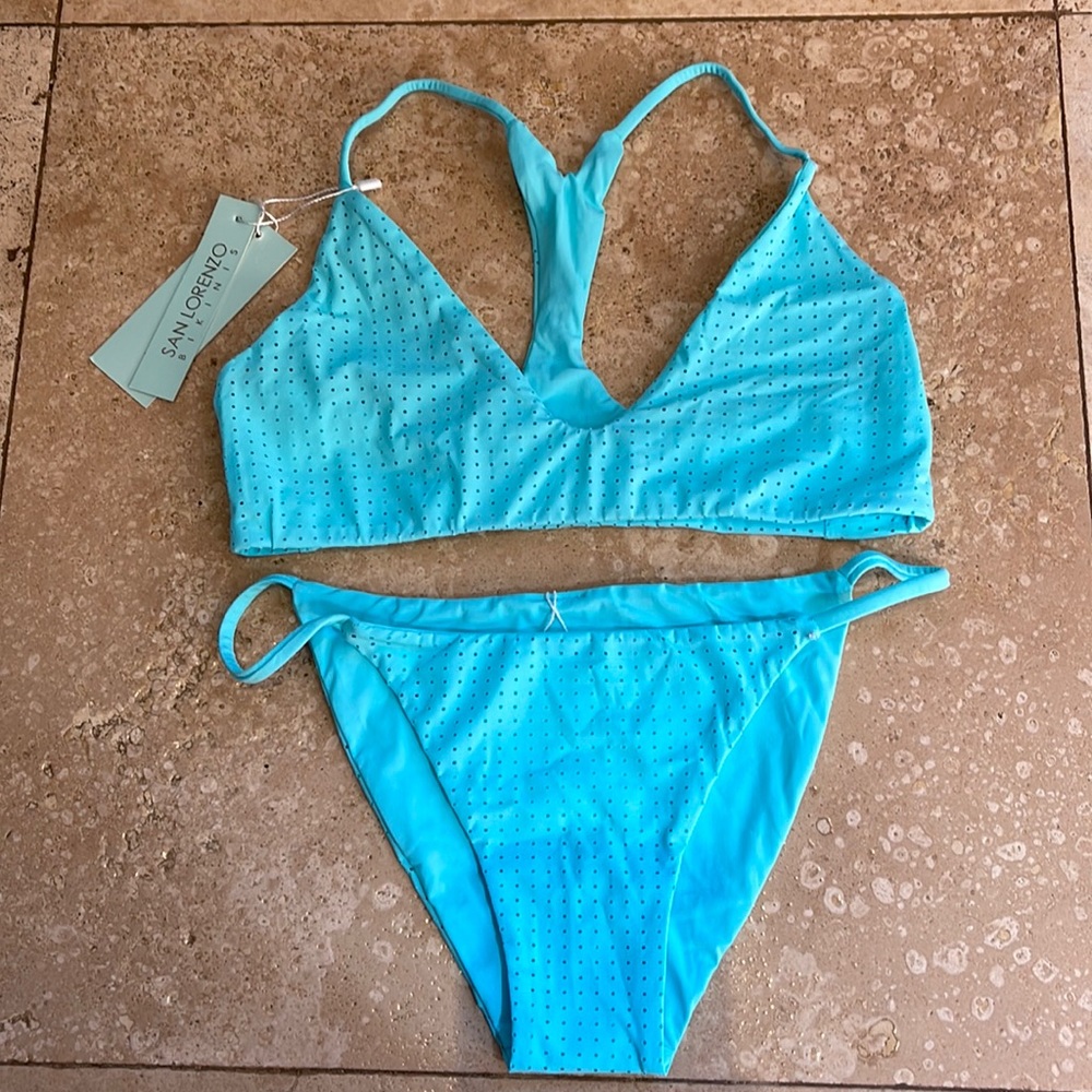 San Lorenzo Aqua Blue Rhinestone Two-Piece Bikini